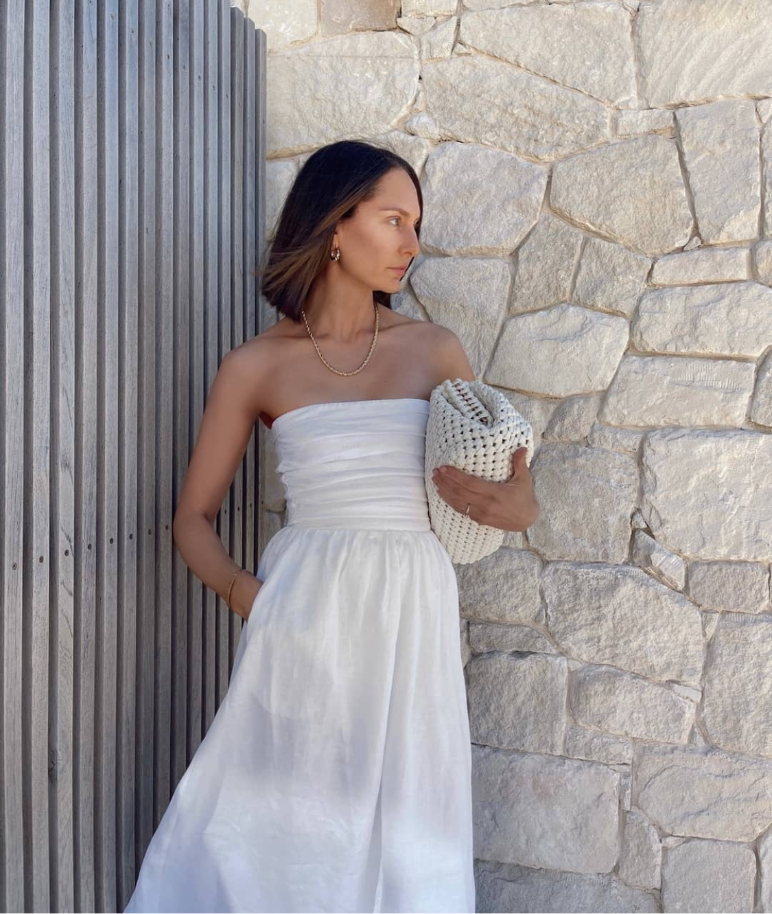 DISSH -CATANIA LINEN STRAPLESS MIDI DRESS
