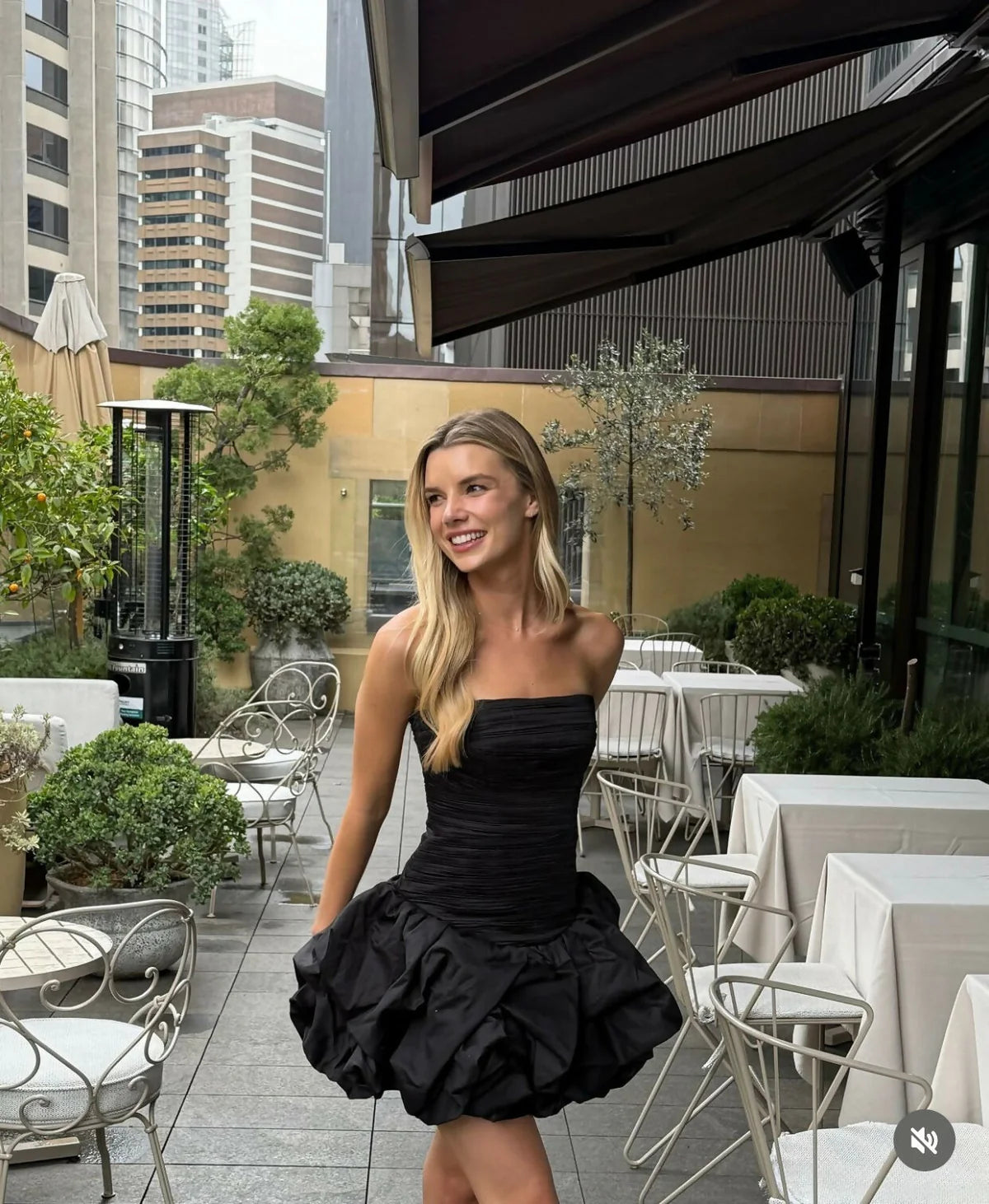 AJE -VIOLETTE BUBBLE HEM MINI DRESS