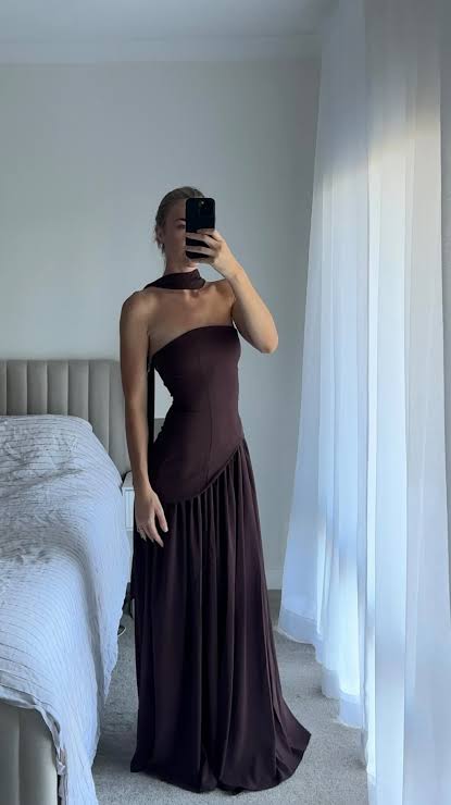 BABY BOO- MALIYAH MAXI DRESS - PLUM BROWN