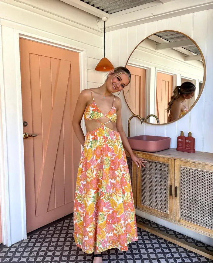 ISSEY MIYAKE - ISSY CITRUS MAXI DRESS FLORAL