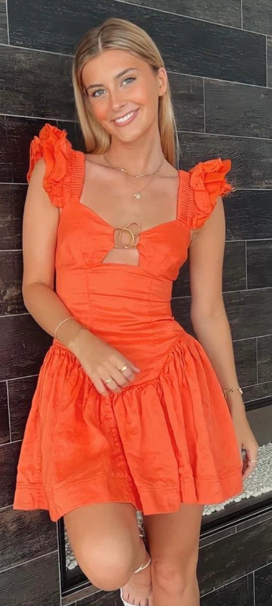 AJE- SIMONE FRILL SLEEVE MINI DRESS