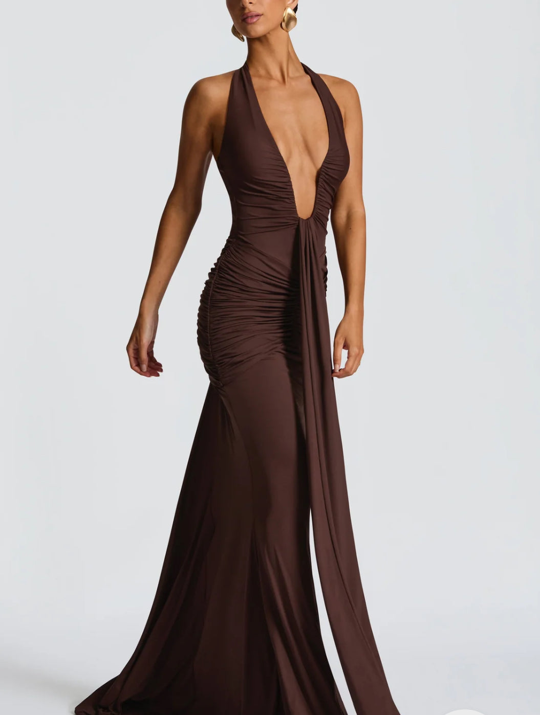 BABY BOO- ROSETTA MAXI DRESS - PLUM BROWN