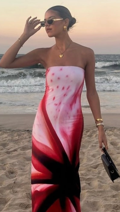 WITH HARPER LU - MOSAIC STRAPLESS DRESS