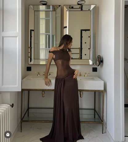 MISHA COLLECTION - SISAL MAXI DRESS BROWN