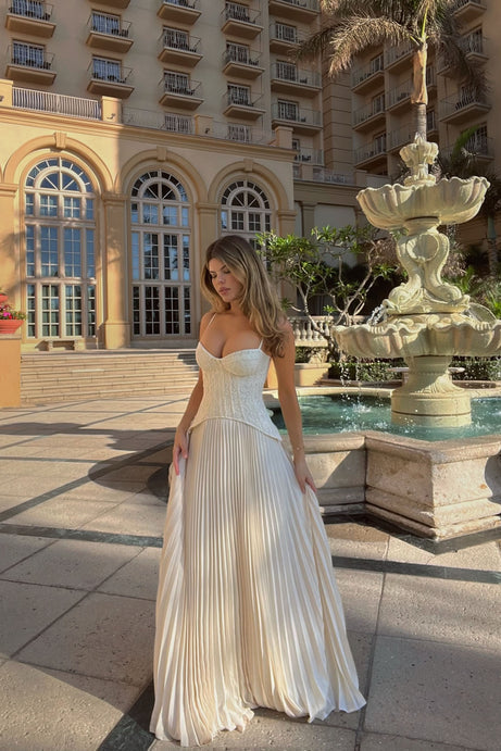 FN- DANIELLA LACE CORSET PLEATED IN CREAM