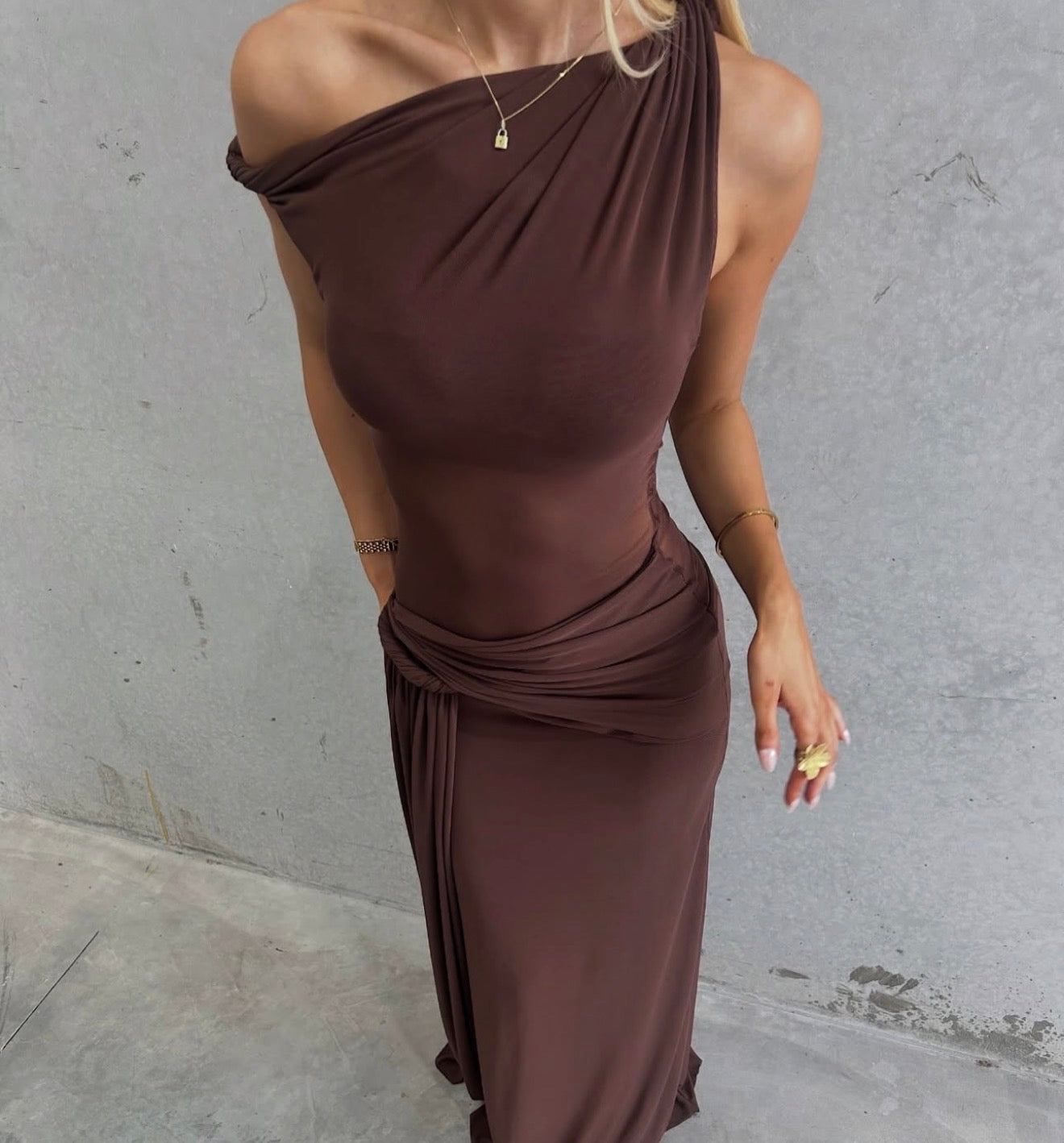MISHA COLLECTION - SISAL MAXI DRESS BROWN