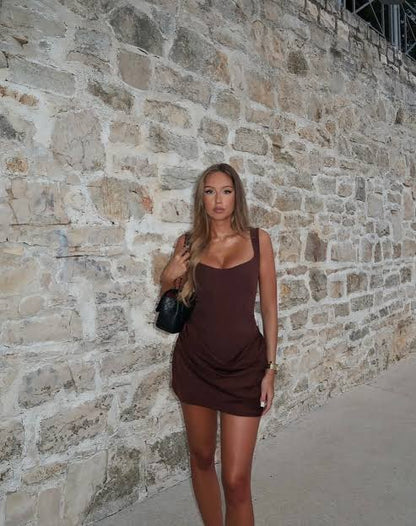BABY BOO- CORNELIA MINI DRESS BROWN