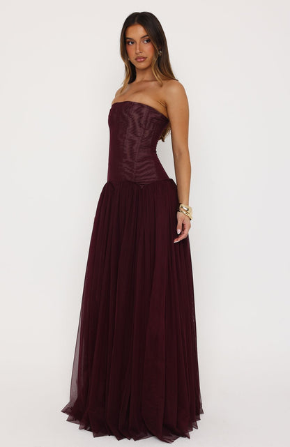 WHITE FOX - MAGIC MUSE MAXI DRESS BURGUNDY RED