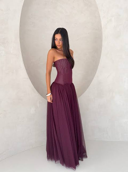 WHITE FOX - MAGIC MUSE MAXI DRESS BURGUNDY RED