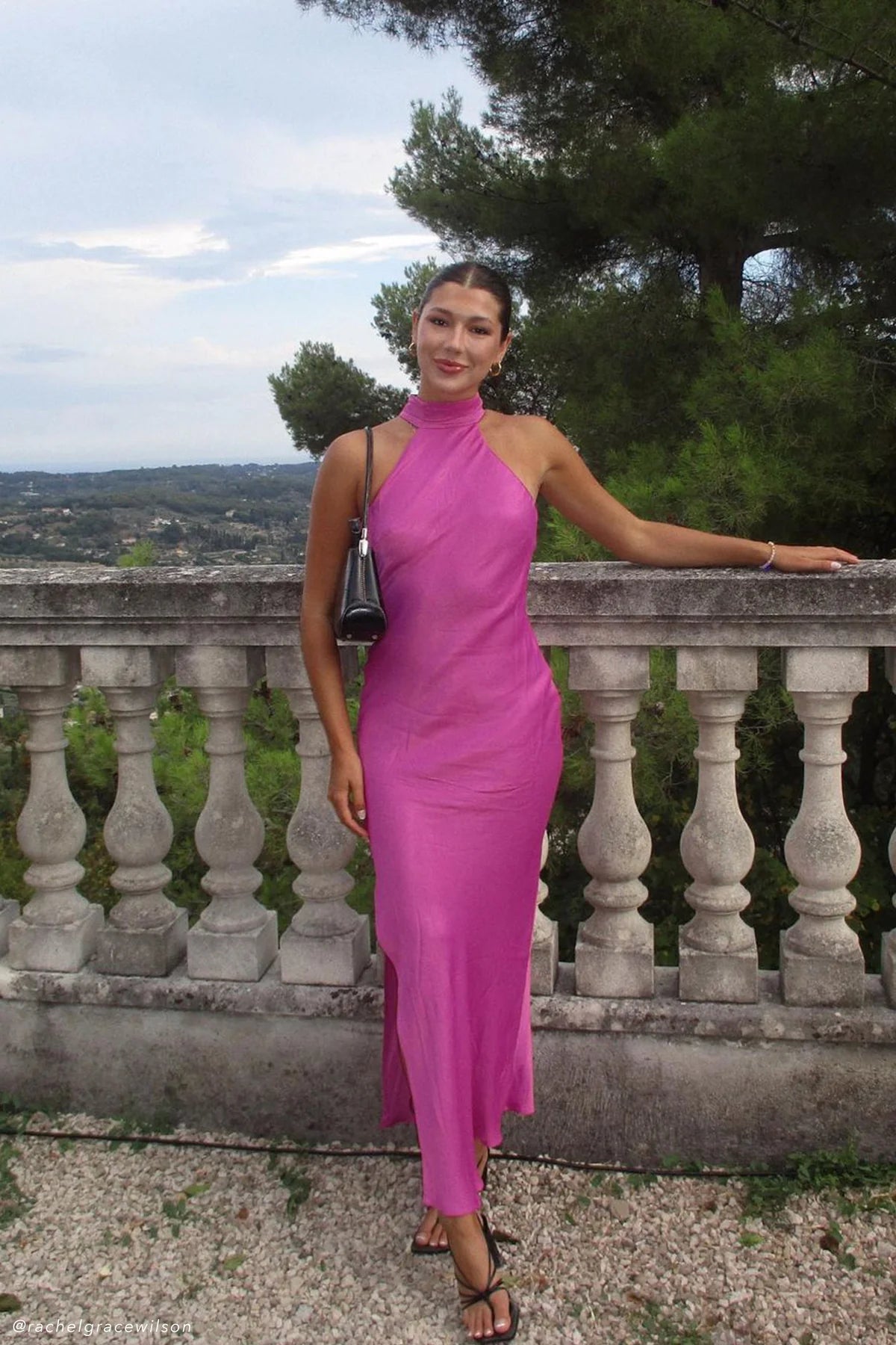 MESHKI- CLAIRE SATIN DRAPE DRESSS