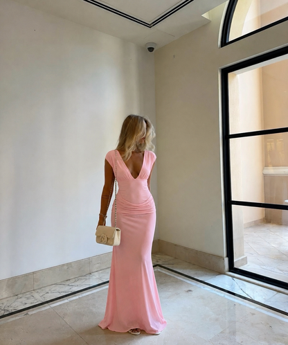 PRETTY LITTLE THING- PLUNGE MAXI PINK