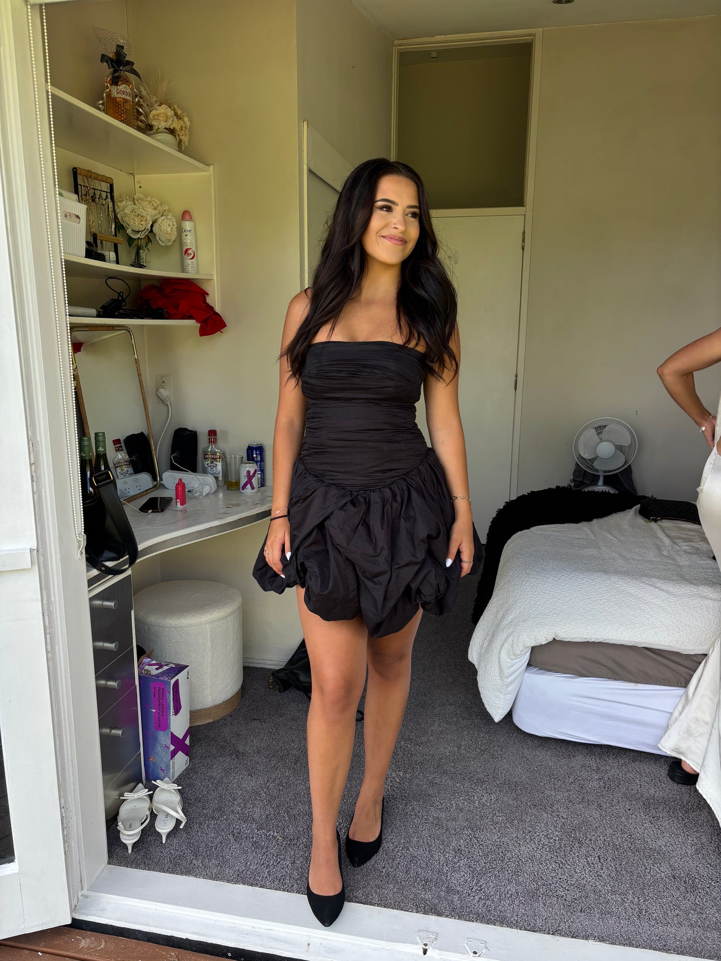 AJE -VIOLETTE BUBBLE HEM MINI DRESS