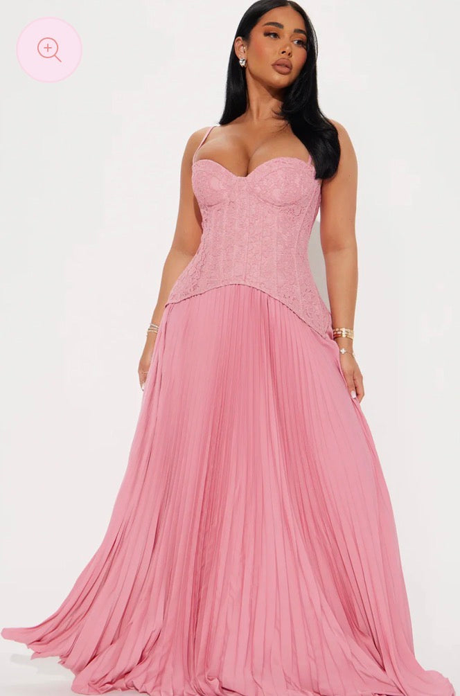 FN- DANIELLA LACE CORSET PLEATED IN PINK – Fundarentals
