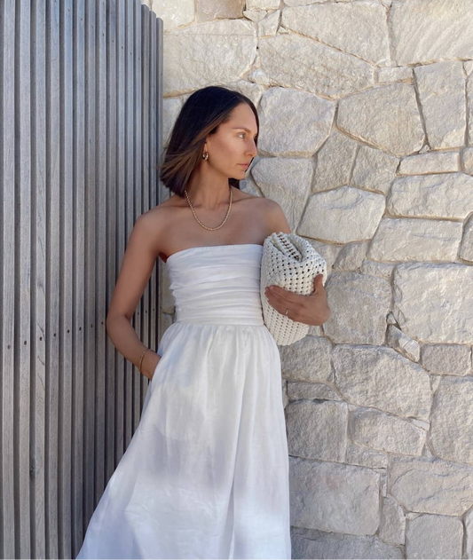 DISSH -CATANIA LINEN STRAPLESS MIDI DRESS