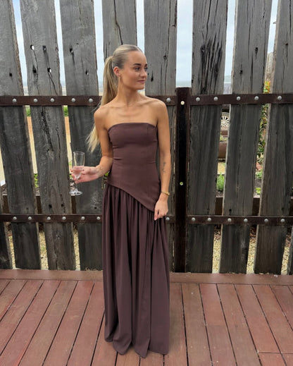 BABY BOO- MALIYAH MAXI DRESS - PLUM BROWN