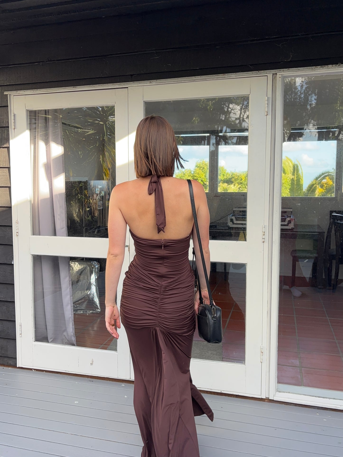 BABY BOO- ROSETTA MAXI DRESS - PLUM BROWN