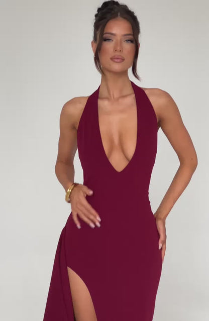 BABY BOO-LUELLA MAXI DRESS - BURGUNDY