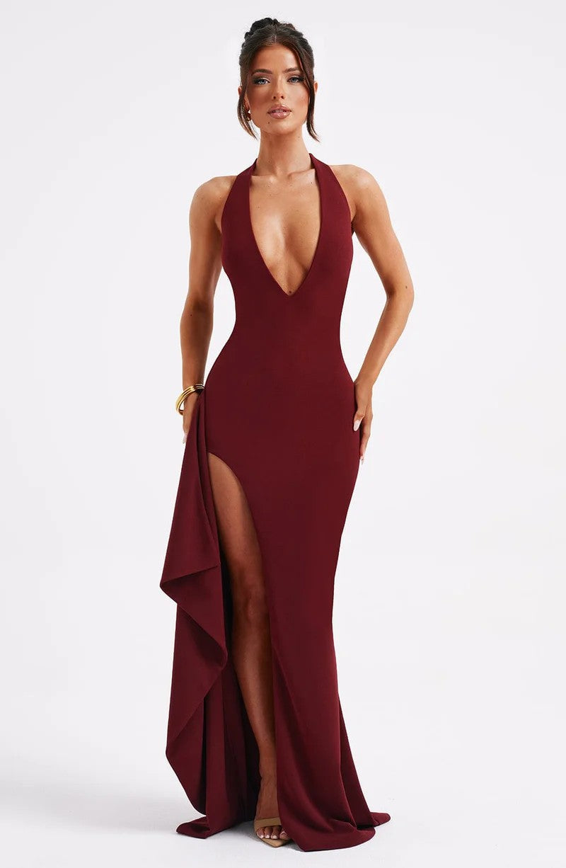 BABY BOO-LUELLA MAXI DRESS - BURGUNDY