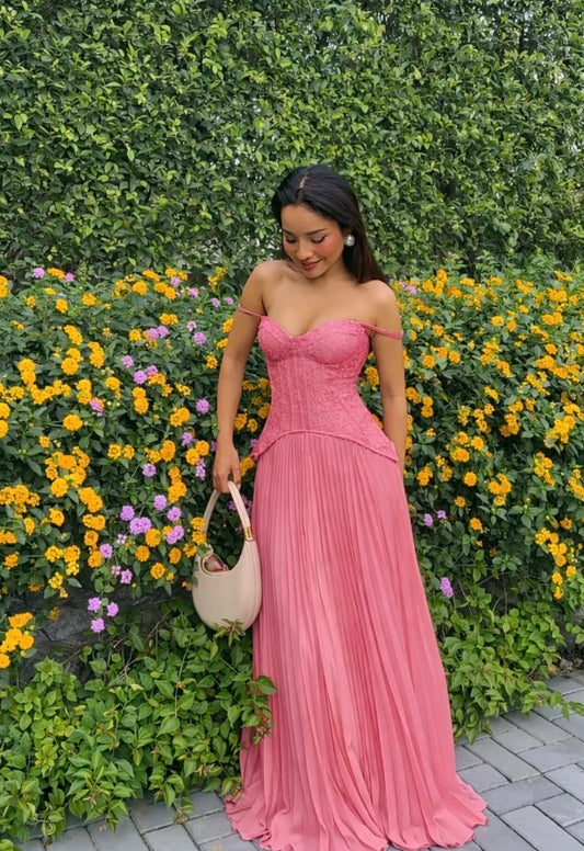 FN- DANIELLA LACE CORSET PLEATED IN PINK