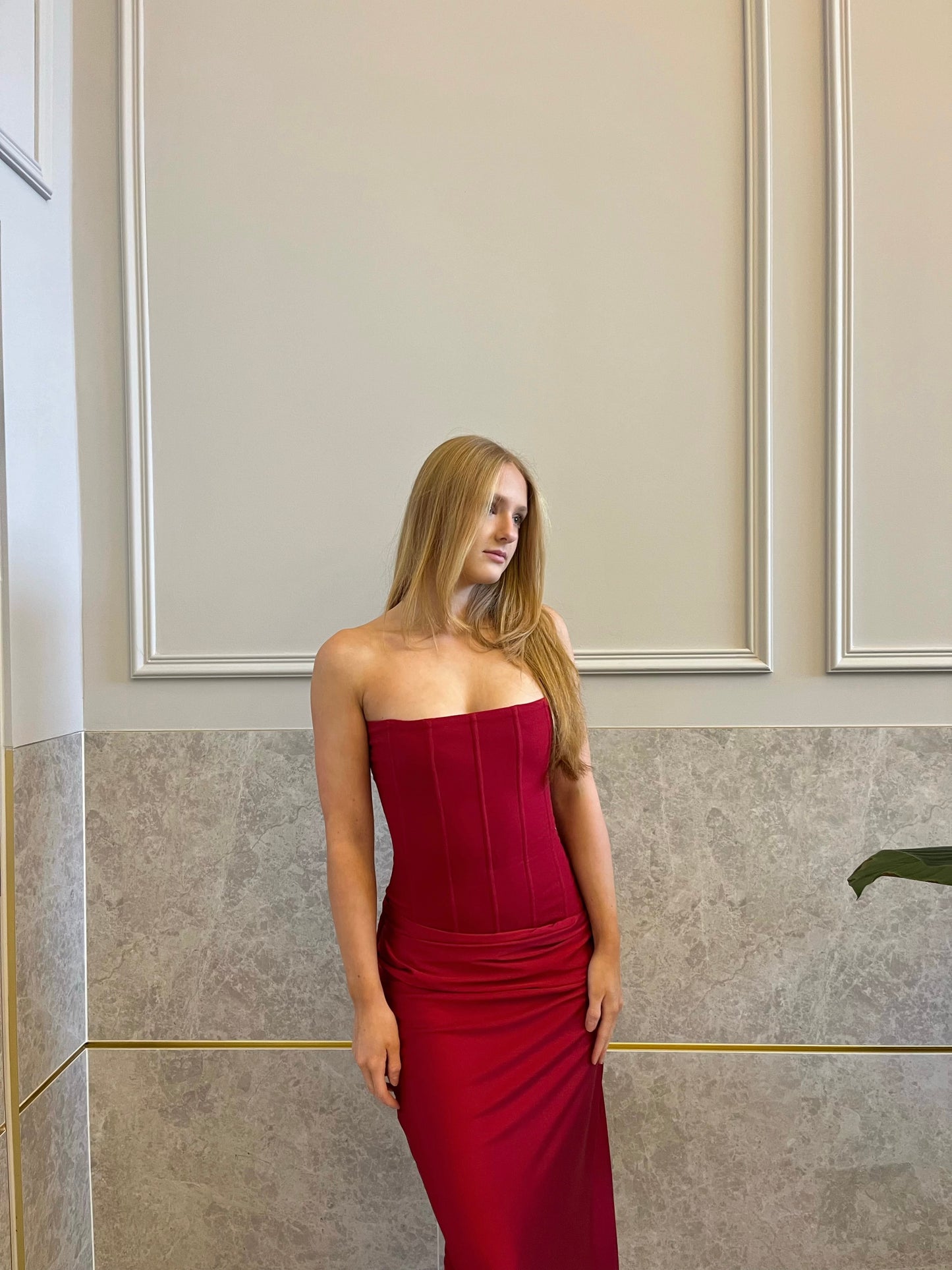 HNTR THE LABLE - HUXLEY GOWN | WINE RED