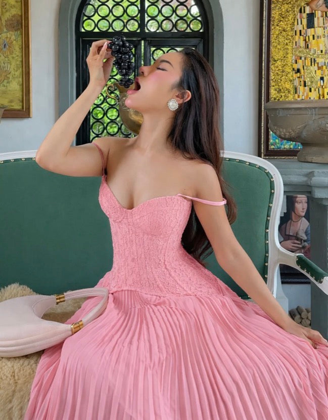 FN- DANIELLA LACE CORSET PLEATED IN PINK
