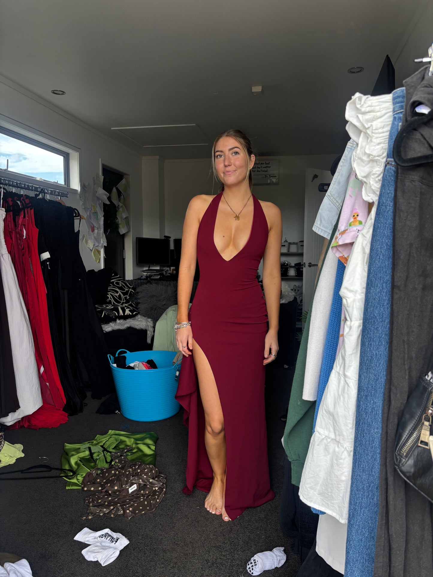 BABY BOO-LUELLA MAXI DRESS - BURGUNDY