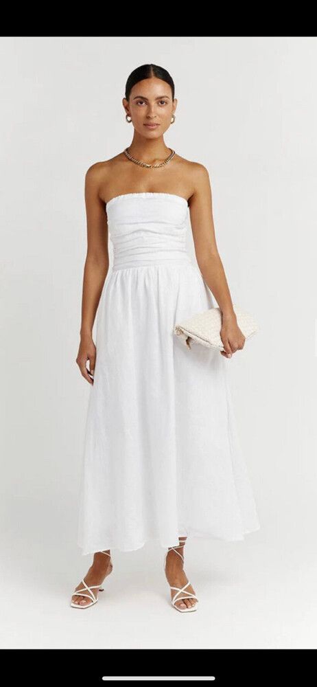 DISSH -CATANIA LINEN STRAPLESS MIDI DRESS