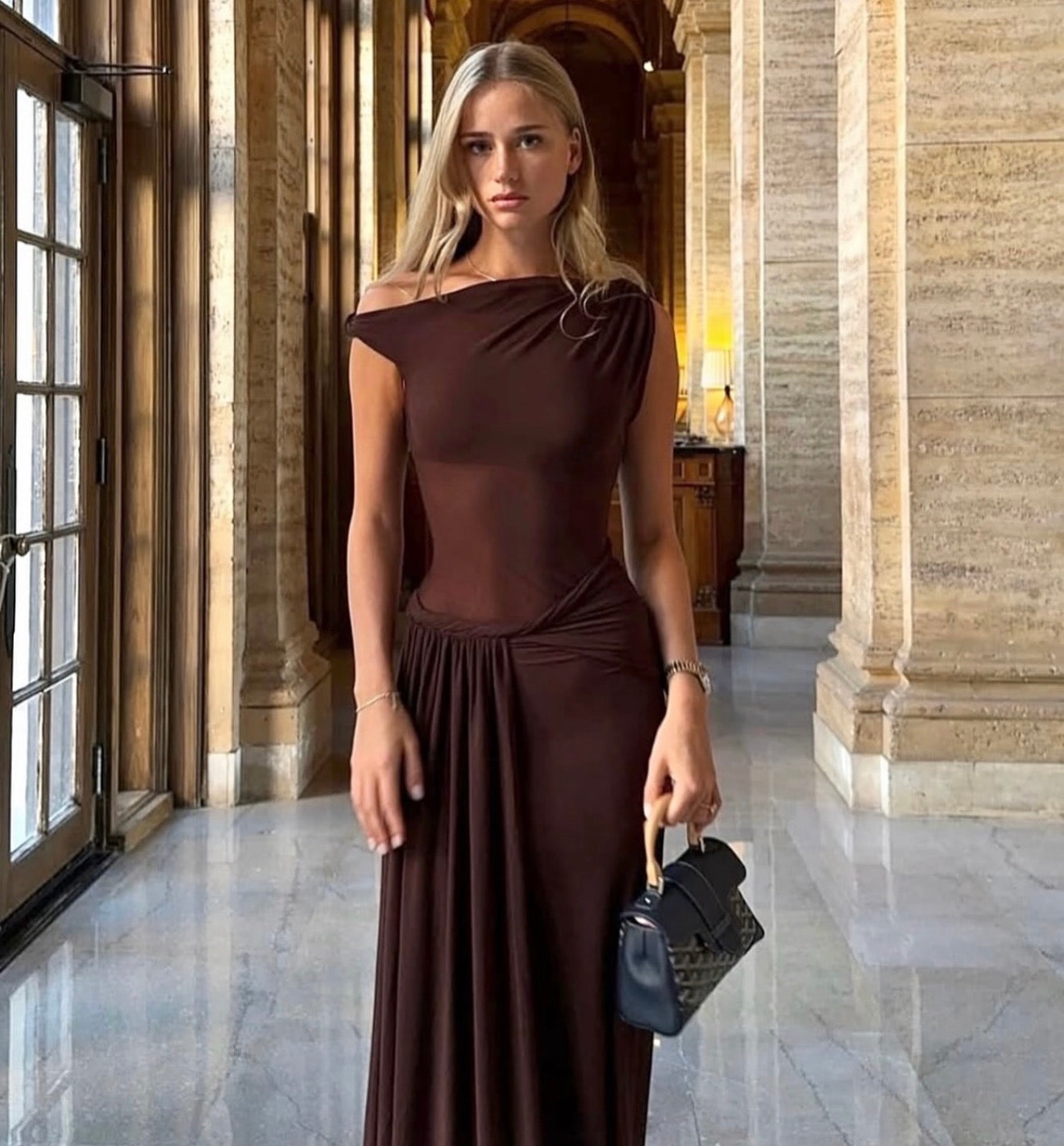 MISHA COLLECTION - SISAL MAXI DRESS BROWN