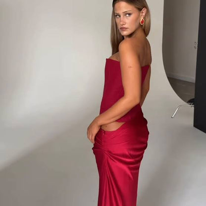 HNTR THE LABLE - HUXLEY GOWN | WINE RED