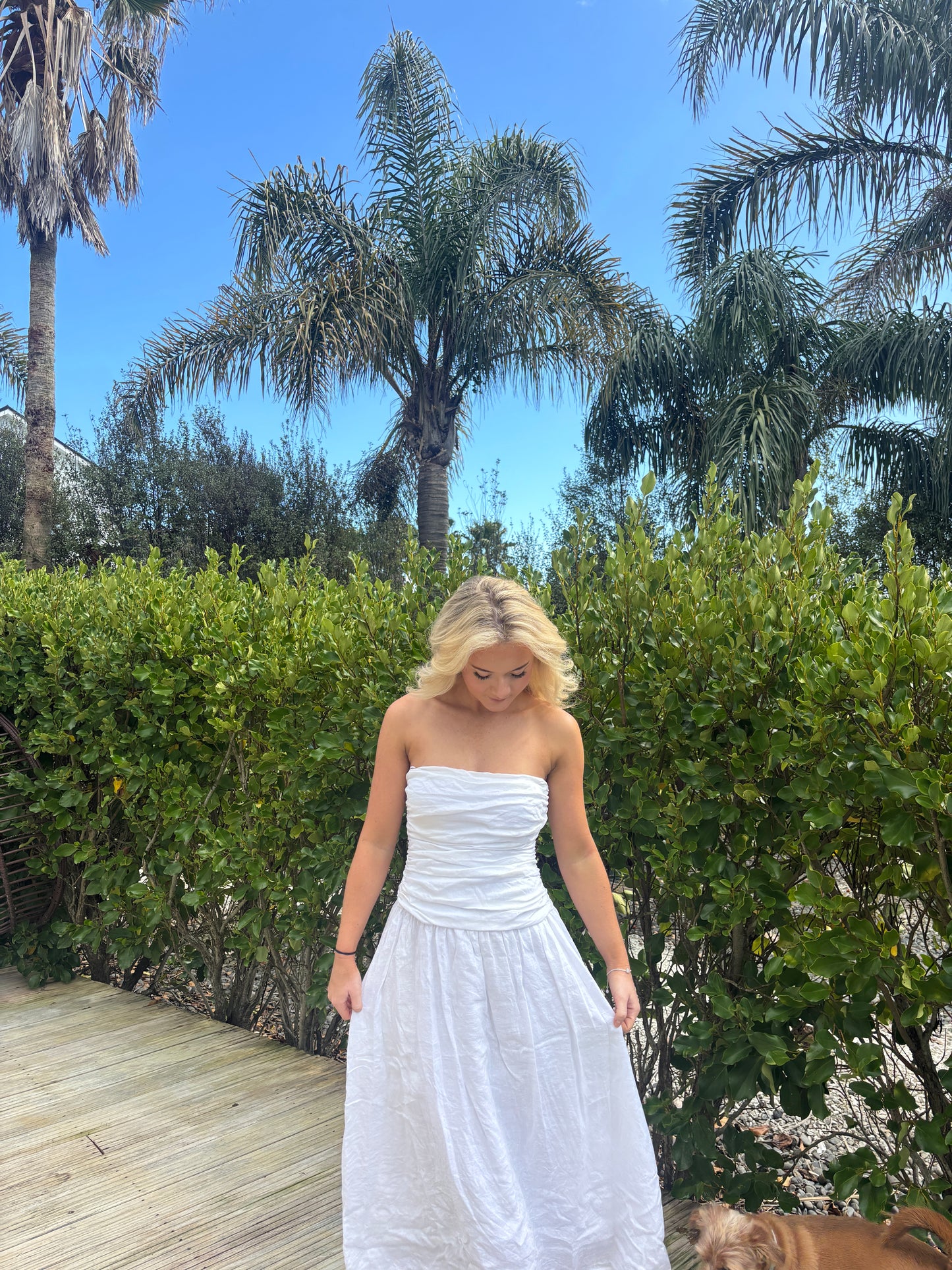 DISSH -CATANIA LINEN STRAPLESS MIDI DRESS