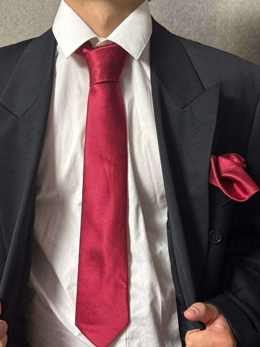 Tie - RED colored tie with a subtle pattern